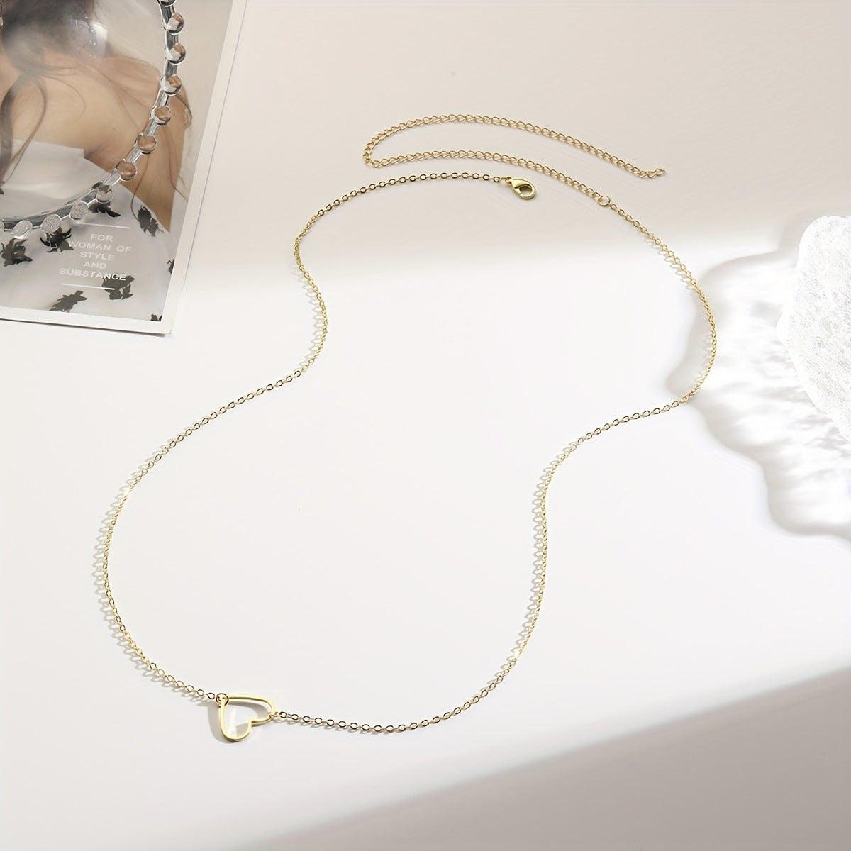 Dainty Gold Open Heart Belly Chain – Stainless Steel Waist Body Jewelry for Women