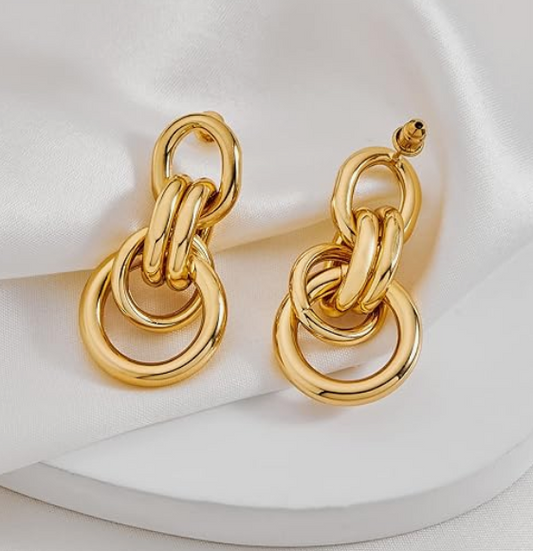 Gold Chain Link Drop Earrings for Women