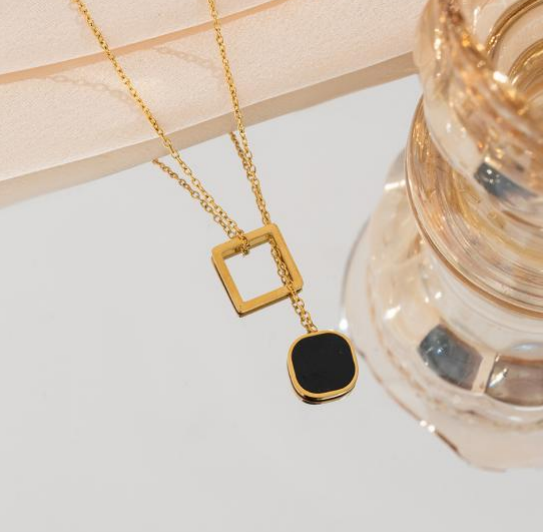 Gold Geometric Double Pendant Necklace