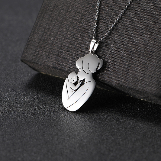 Mom Embrace Pendant Necklace – 18K Gold Plated Stainless Steel