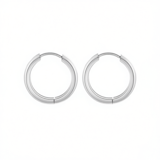 Simple Circle Hoop Earrings | Stainless Steel Silver Plated