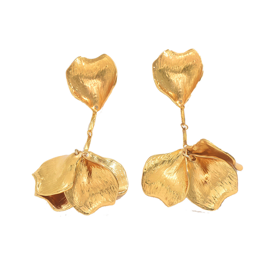 Gold Petal Bloom Drop Earrings