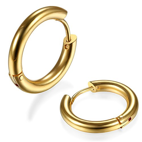 Gold Classic Hoop Earrings – Unisex 18K Gold Plated Round Huggie