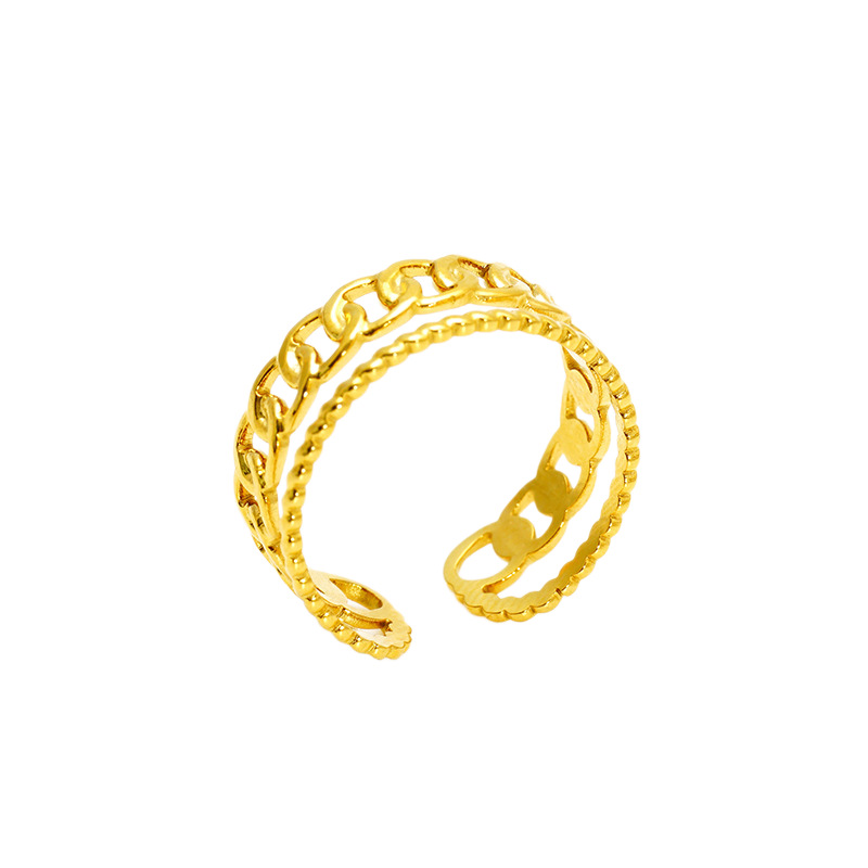 Gold Double Chain Open Ring
