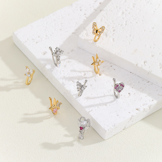 U-Shaped Zircon Charm Nose Clip – Piercing-Free Nose Ring