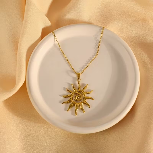 Spiral Sun Pendant Necklace