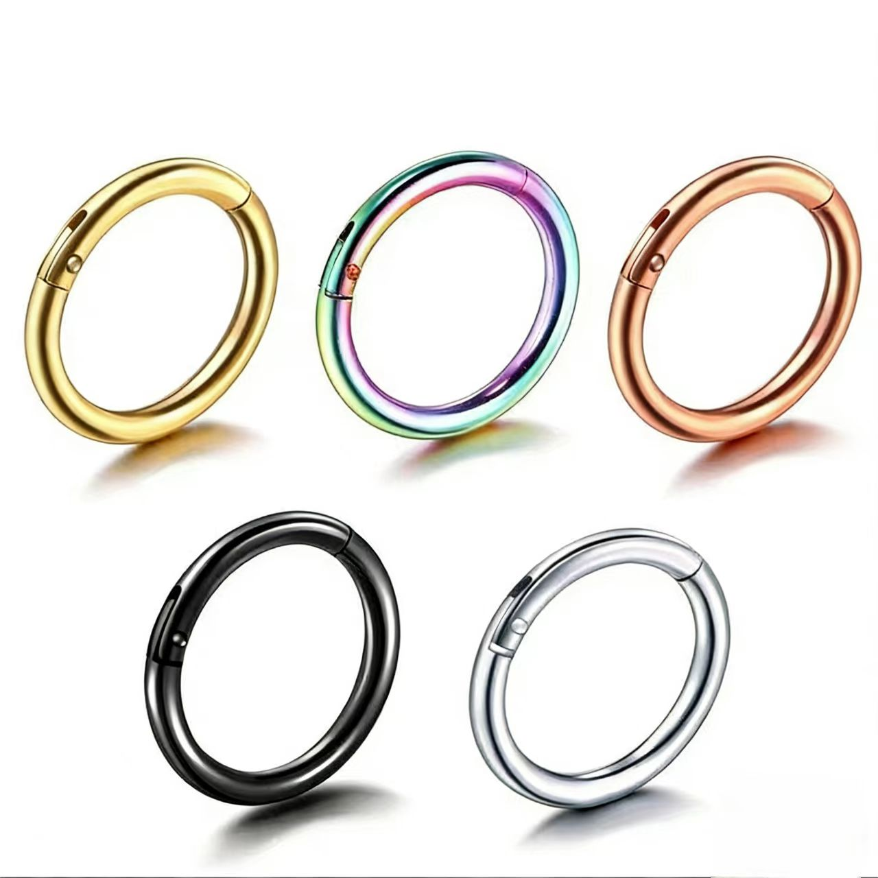Hinged Segment Clicker Nose Ring – Stainless Steel Seamless Hoop