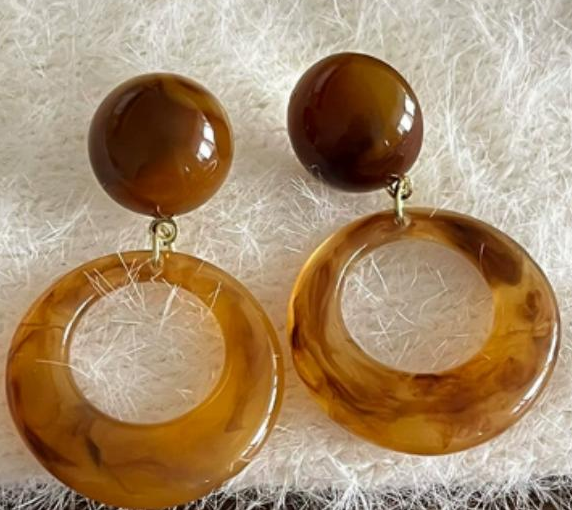 Amber Resin Drop Hoop Earrings – Luxury Finish Artisan Jewelry