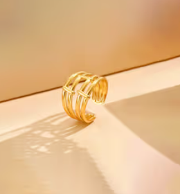 Gold Multi-Bar Cage Open Ring
