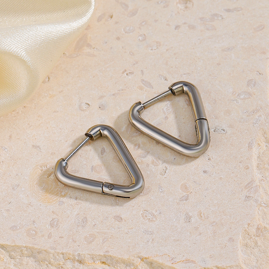 Hypoallergenic Thick Geometric Triangle Hoop Earrings