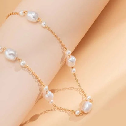 Gold Pearl Belly Waist Chain – Baroque Faux Pearl Body Chain for Women