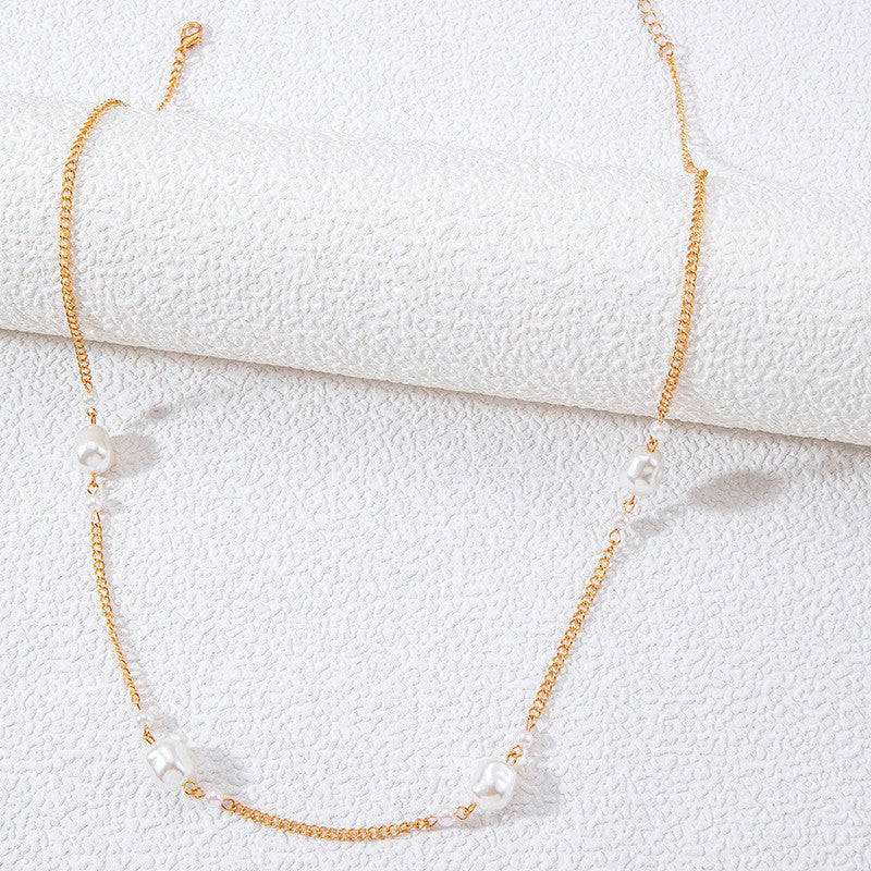Gold Pearl Belly Waist Chain – Baroque Faux Pearl Body Chain for Women