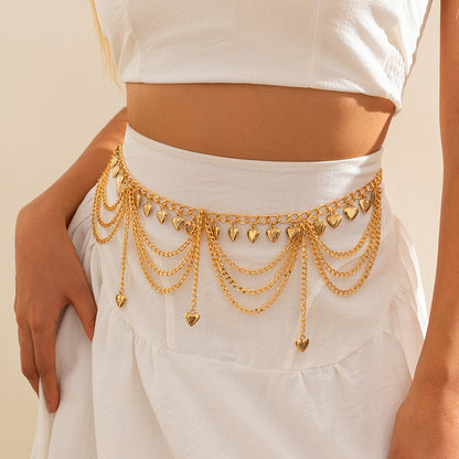 Multilayer Gold Charm Tassel Waist Chain – Butterfly, Heart, Star & Coin Pendant Body Jewelry