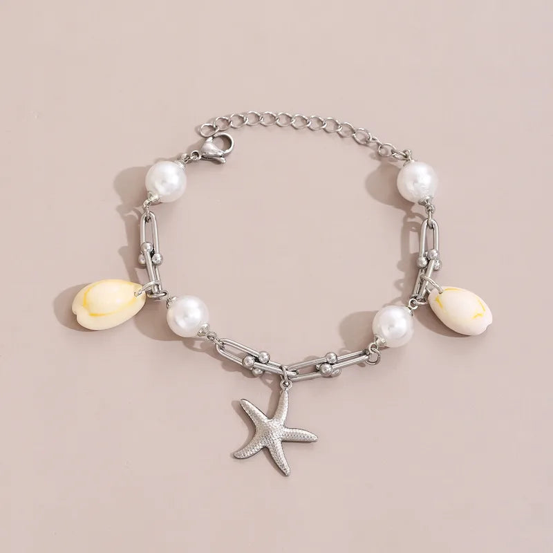Hawaiian Beach Tropical Starfish & Shell Charm Bracelet
