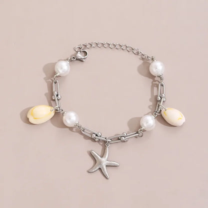 Hawaiian Beach Tropical Starfish & Shell Charm Bracelet