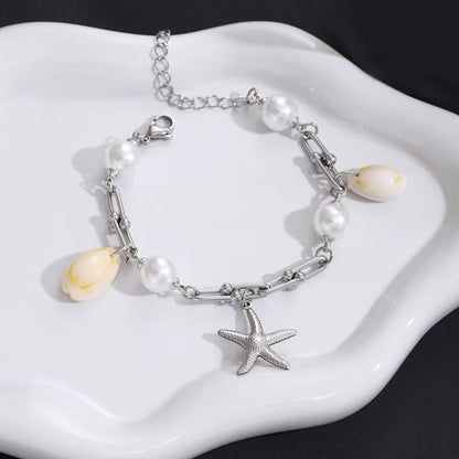 Hawaiian Beach Tropical Starfish & Shell Charm Bracelet