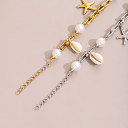 Hawaiian Beach Tropical Starfish & Shell Charm Bracelet