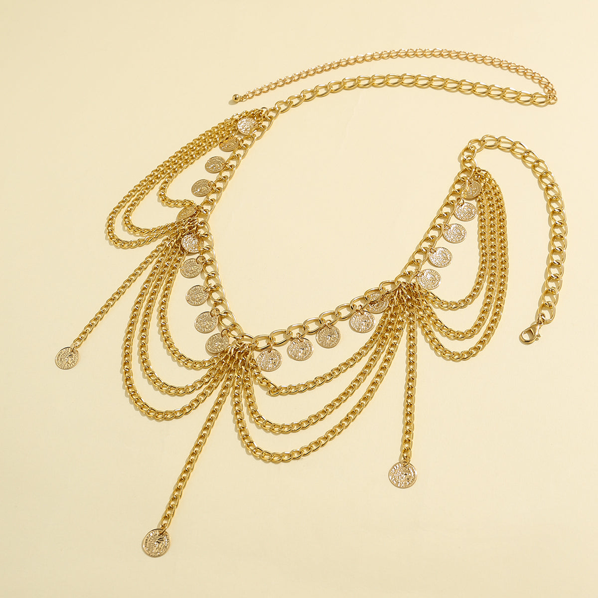 Multilayer Gold Charm Tassel Waist Chain – Butterfly, Heart, Star & Coin Pendant Body Jewelry