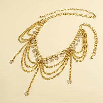 Multilayer Gold Charm Tassel Waist Chain – Butterfly, Heart, Star & Coin Pendant Body Jewelry