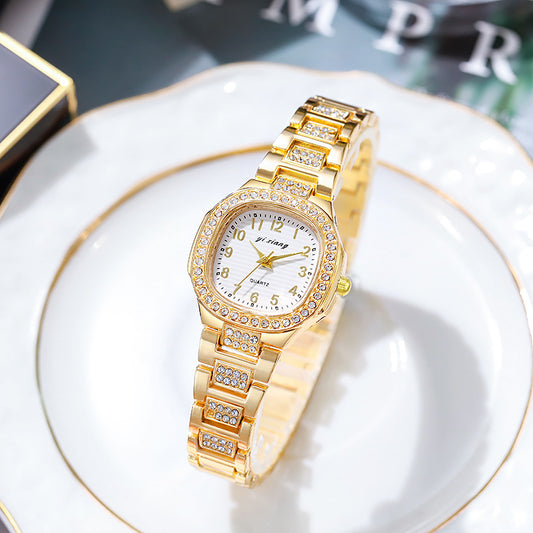 Luxury Women's Rose Gold Quartz Watch – Crystal Diamond Bracelet Watch