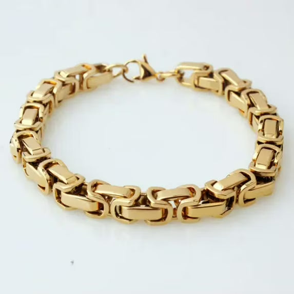 Men's Titanium Steel Byzantine Imperial Chain Bracelet