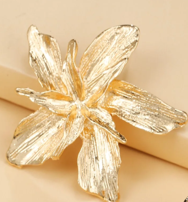 Gold Flower Statement Earrings for Women & Girls