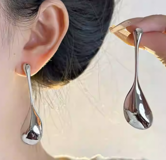 Liquid Gold Teardrop Drop Earrings – 18K Gold & Silver Plated Stainless Steel