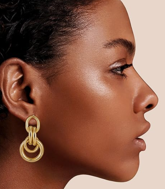 Gold Chain Link Drop Earrings for Women