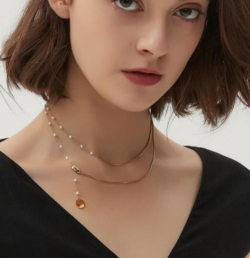 Pearl & Gold Layered Lariat Necklace