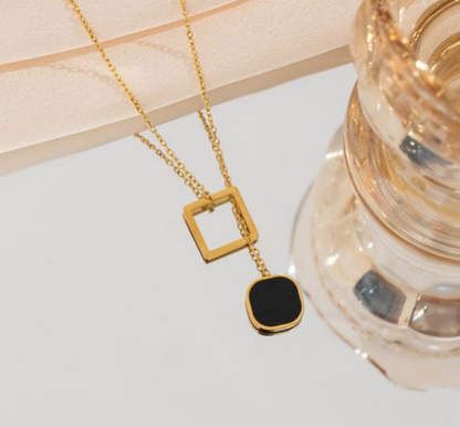 Gold Geometric Double Pendant Necklace