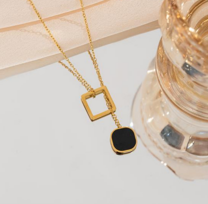 Gold Geometric Double Pendant Necklace