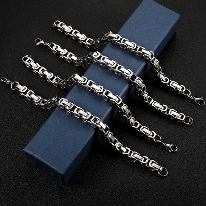 Men's Titanium Steel Byzantine Imperial Chain Bracelet