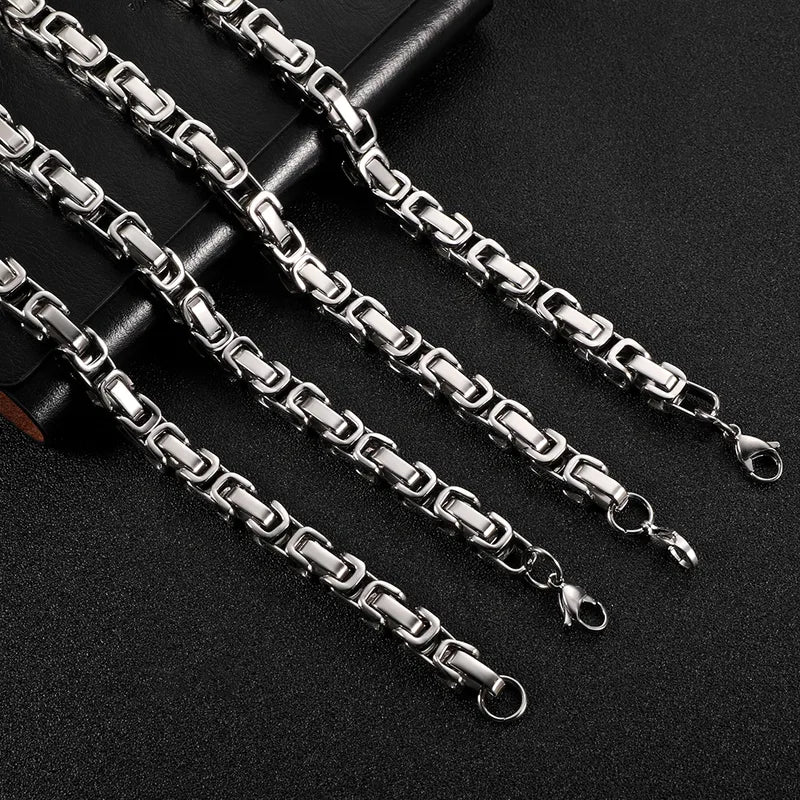 Men's Titanium Steel Byzantine Imperial Chain Bracelet