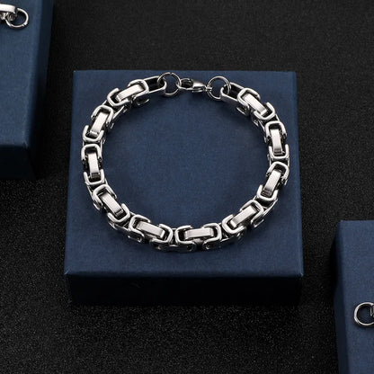 Men's Titanium Steel Byzantine Imperial Chain Bracelet
