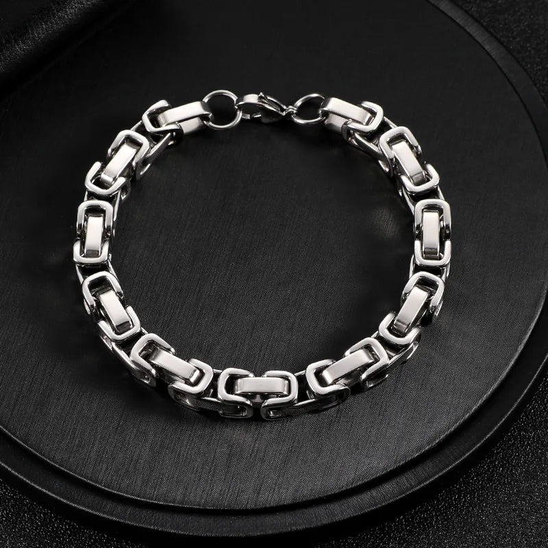 Men's Titanium Steel Byzantine Imperial Chain Bracelet