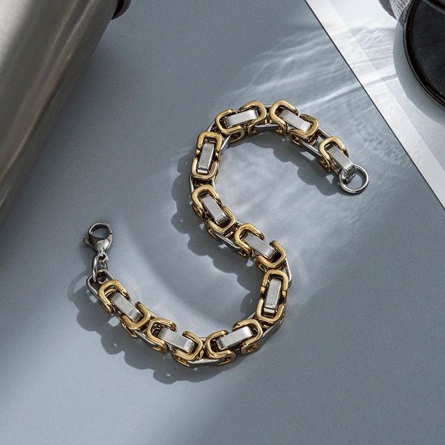Men's Titanium Steel Byzantine Imperial Chain Bracelet