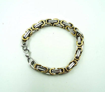 Two-Tone Gold & Silver Byzantine Chain Bracelet – Stainless Steel