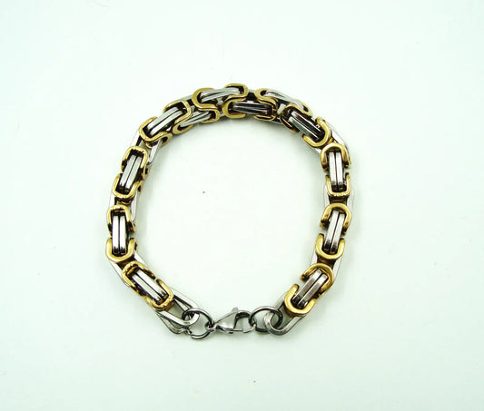 Two-Tone Gold & Silver Byzantine Chain Bracelet – Stainless Steel