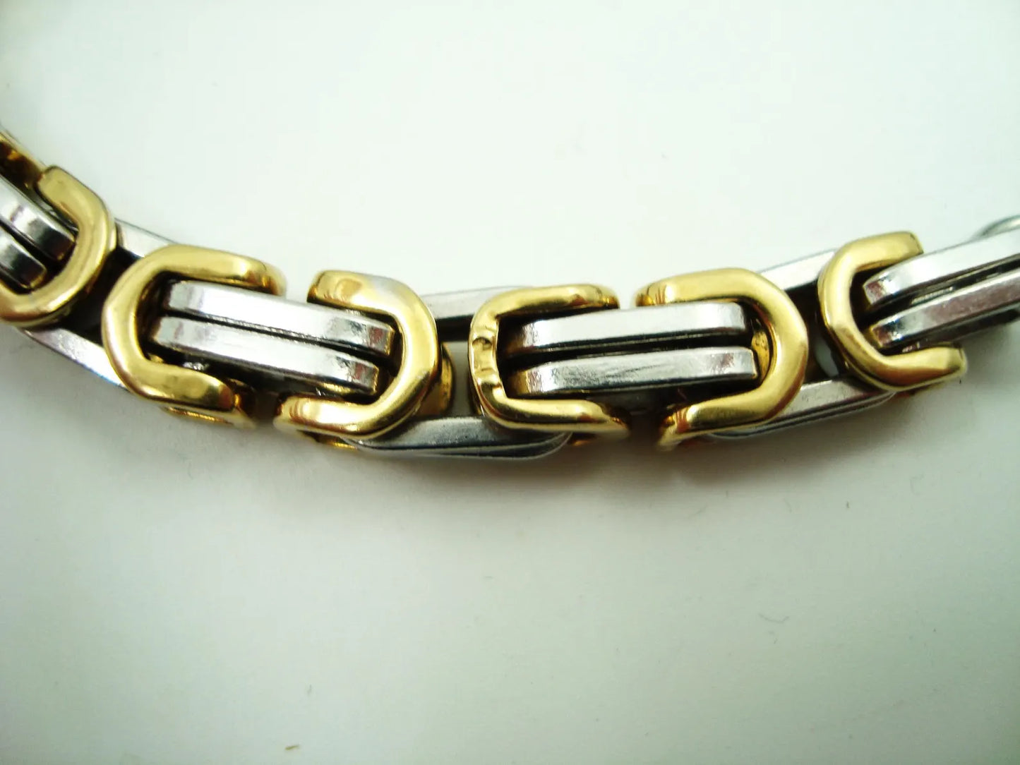 Two-Tone Gold & Silver Byzantine Chain Bracelet – Stainless Steel
