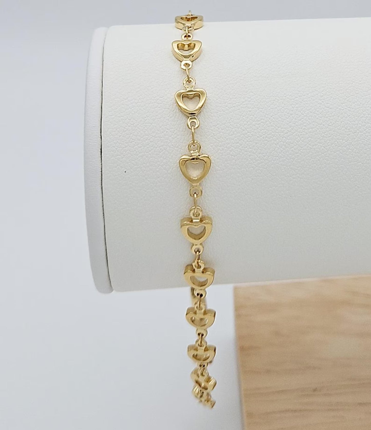 14K Gold Plated Open Heart Chain Bracelet / Anklet – Tarnish Resistant