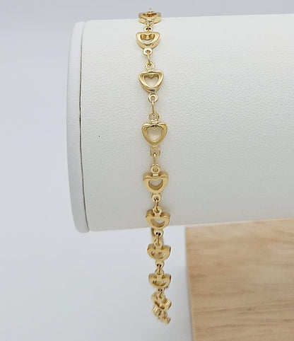 14K Gold Plated Open Heart Chain Bracelet / Anklet – Tarnish Resistant