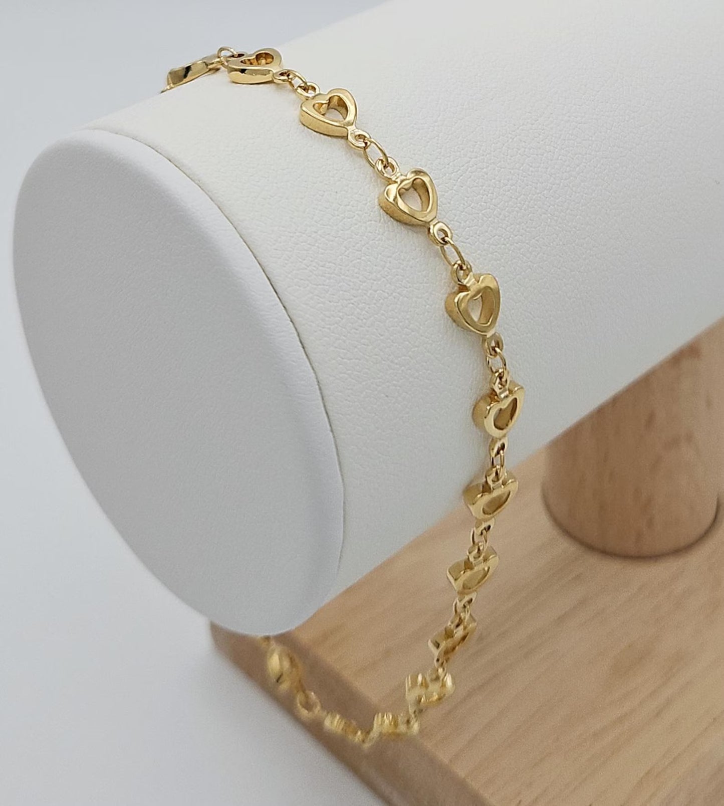 14K Gold Plated Open Heart Chain Bracelet / Anklet – Tarnish Resistant