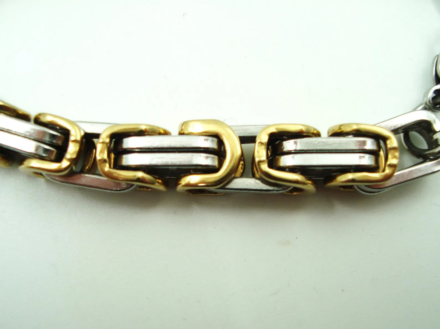 Two-Tone Gold & Silver Byzantine Chain Bracelet – Stainless Steel
