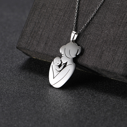 Mom Embrace Pendant Necklace – 18K Gold Plated Stainless Steel