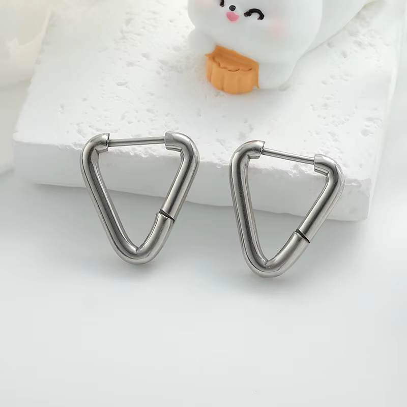 Hypoallergenic Thick Geometric Triangle Hoop Earrings