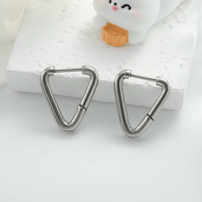 Hypoallergenic Thick Geometric Triangle Hoop Earrings