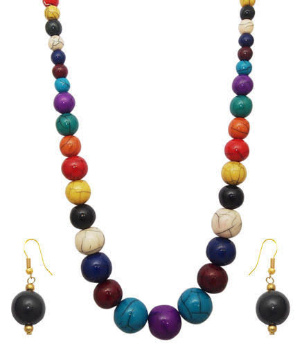 Multicolour Chunky Bead Necklace & Earring Set – Vibrant Resin Jewelry