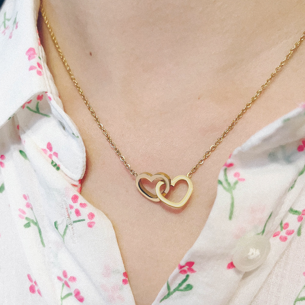 Double Interlocking Hearts Necklace