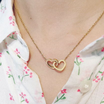 Double Interlocking Hearts Necklace