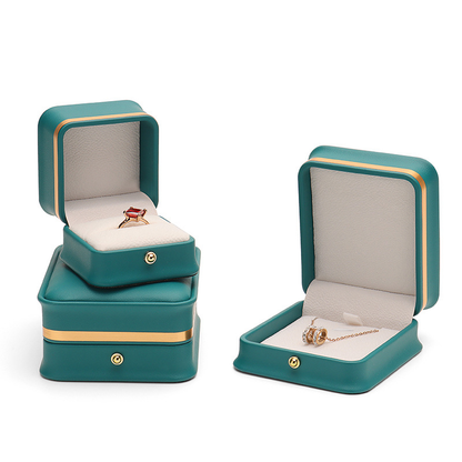 Luxury PU Leather Jewelry Gift Box with Gold Trim – Ring, Necklace & Bracelet Packaging
